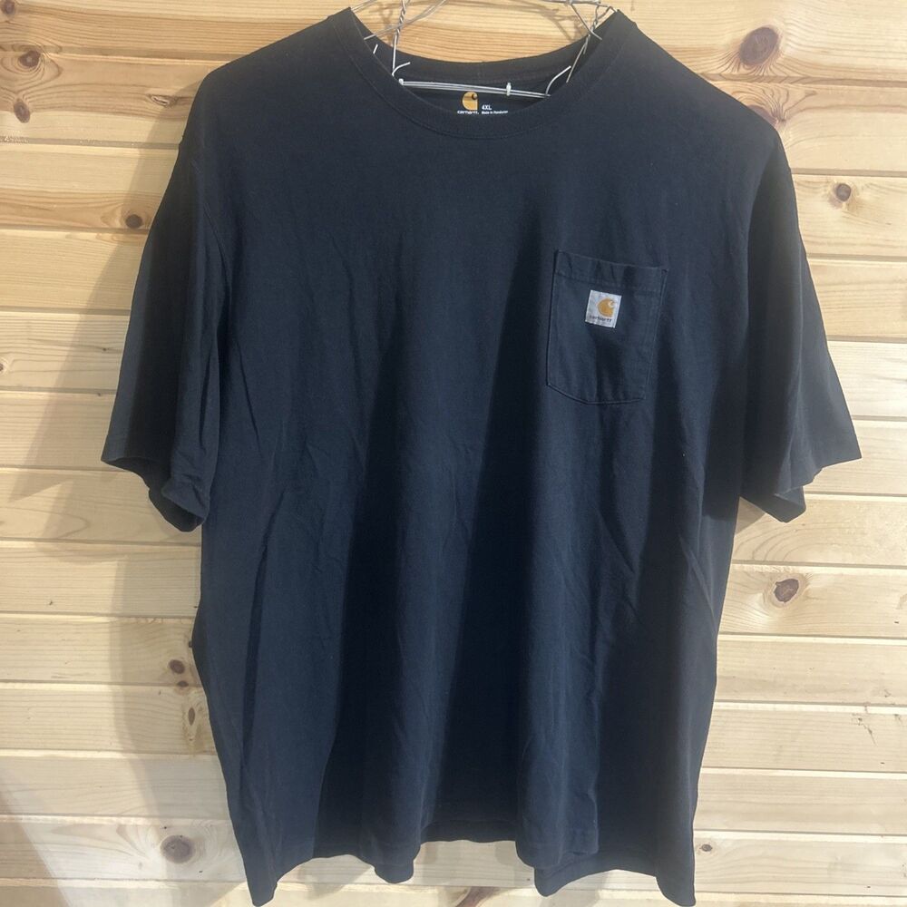 Carhartt Work  Pocket T Shirt Mens 4XL Black Cotton Jersey Loose Fit Rugged